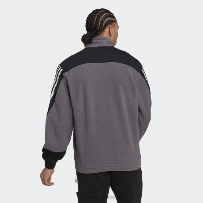 Adidas urme gri icoane viitoare din 3 dungi polar fleece top bărbați urmă gri 2JBN7288