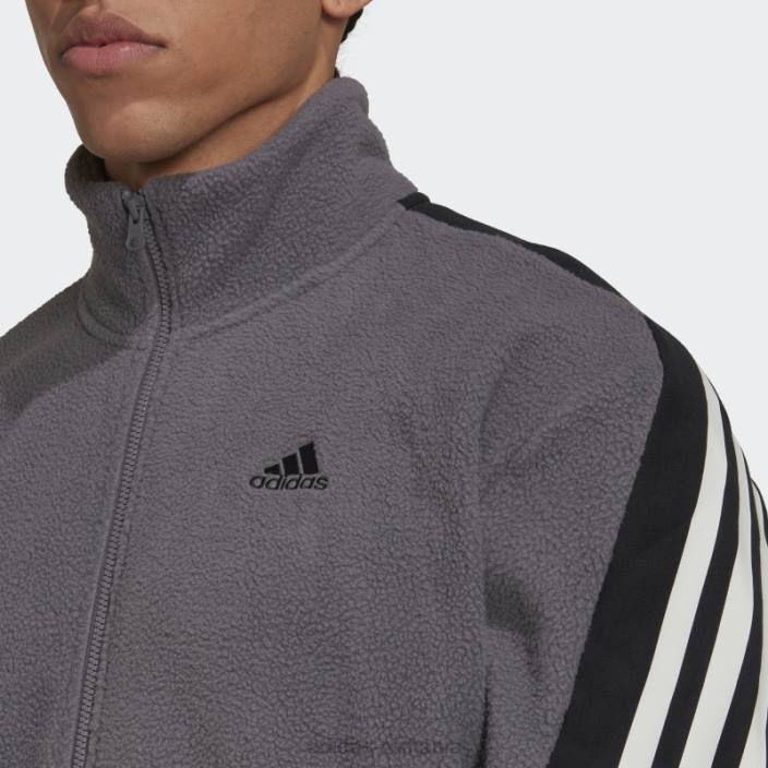 Adidas urme gri icoane viitoare din 3 dungi polar fleece top bărbați urmă gri 2JBN7288