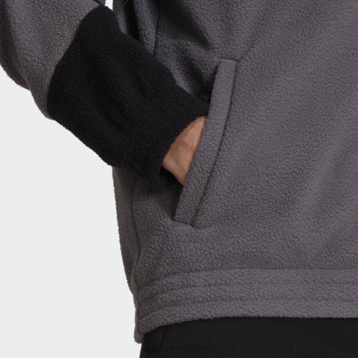 Adidas urme gri icoane viitoare din 3 dungi polar fleece top bărbați urmă gri 2JBN7288