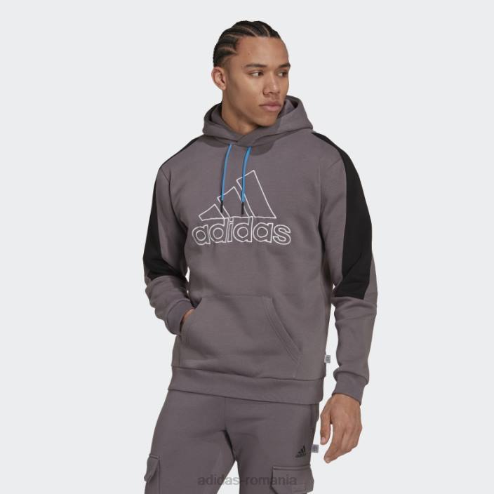 Adidas urme gri viitoare pictograme insignă brodat de sport fleece hanora bărbați urmă gri 2JBN14602
