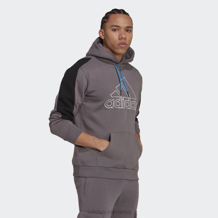 Adidas urme gri viitoare pictograme insignă brodat de sport fleece hanora bărbați urmă gri 2JBN14602