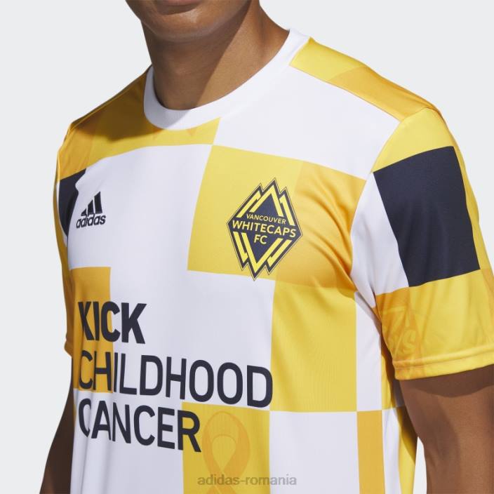 Adidas vancouver whitecaps fc kick copilărie cancer pre-meci tricou coll auriu bărbați coll gold/mls-vwh-s24 2JBN7184