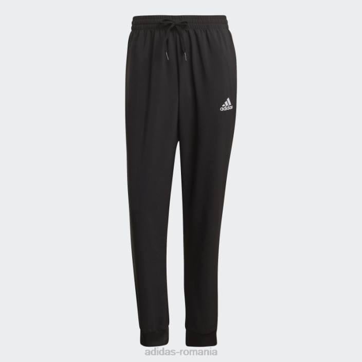 Adidas aeroready essentials pantaloni stanford cu manșetă conică brodate cu logo mic, negri bărbați negru 2JBN6758