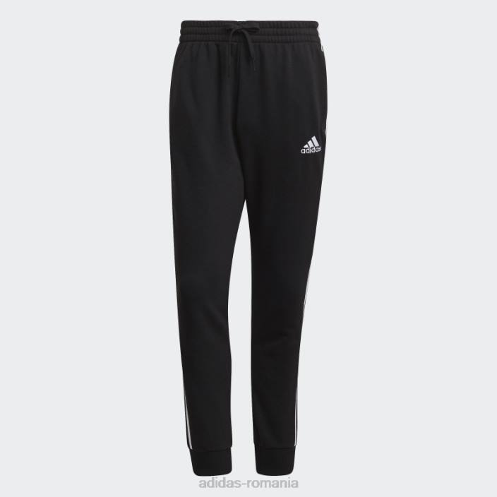 Adidas essentials French Terry manșetă conică pantaloni cu 3 dungi negri bărbați alb negru 2JBN6776
