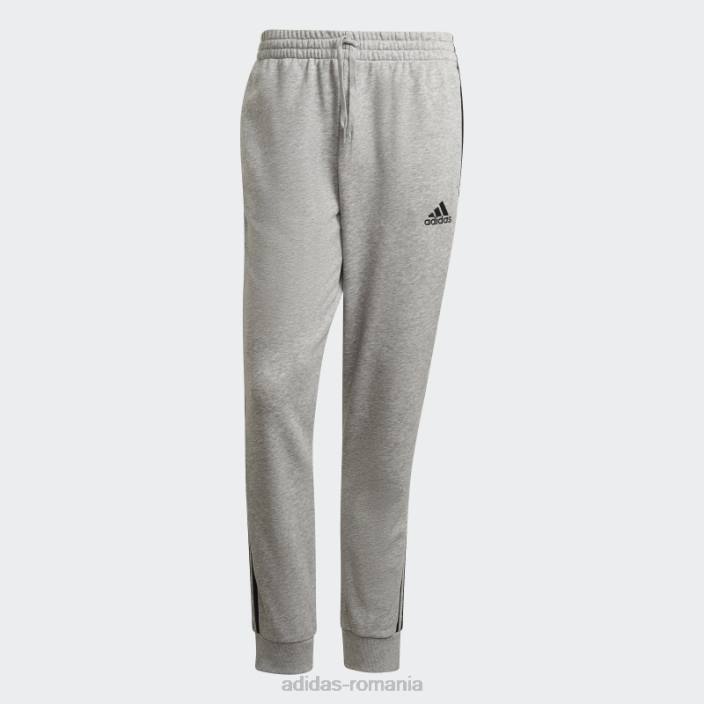 Adidas essentials french terry manșetă conică pantaloni cu 3 dungi gri mediu bărbați gri mediu/negru 2JBN6644