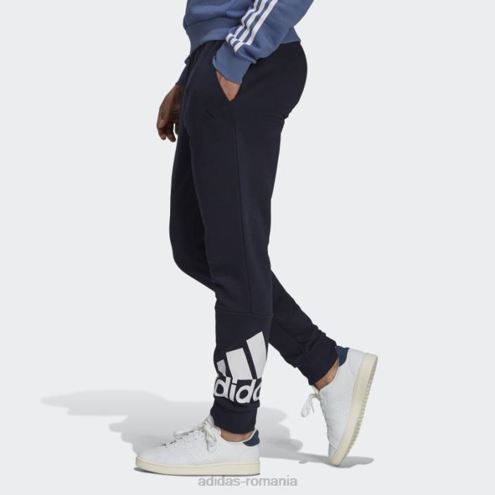 Adidas pantaloni cu logo-ul cu manșetă conică de țesătură franceză essentials cerneală bărbați cerneală/alb 2JBN6956