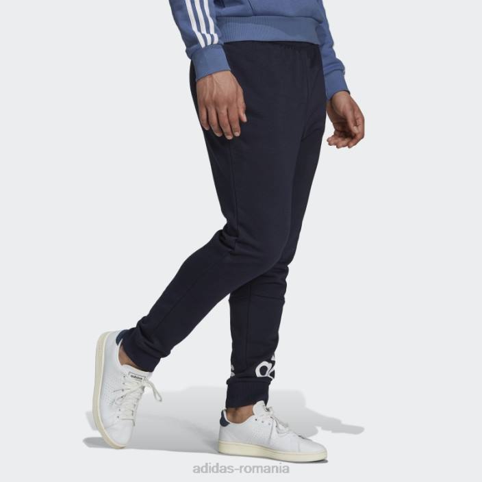 Adidas pantaloni cu logo-ul cu manșetă conică de țesătură franceză essentials cerneală bărbați cerneală/alb 2JBN6956