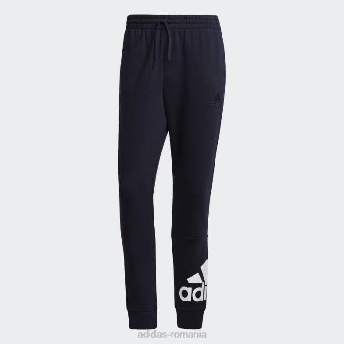 Adidas pantaloni cu logo-ul cu manșetă conică de țesătură franceză essentials cerneală bărbați cerneală/alb 2JBN6956