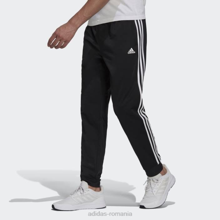 Adidas pantaloni de încălzire conici cu 3 dungi alb bărbați alb negru 2JBN5170