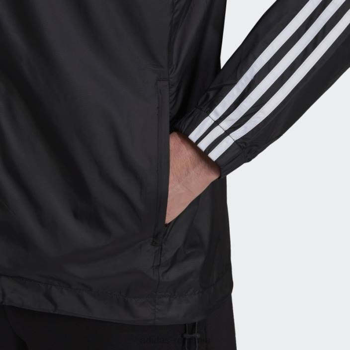 Adidas pantaloni de vânt țesut cu 3 dungi, negru bărbați alb negru 2JBN6674