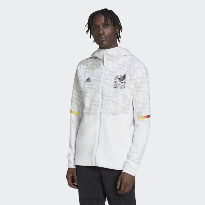 Adidas Hanorac de călătorie cu fermoar complet de ziua jocului din Mexic alb bărbați alb 2JBN15061
