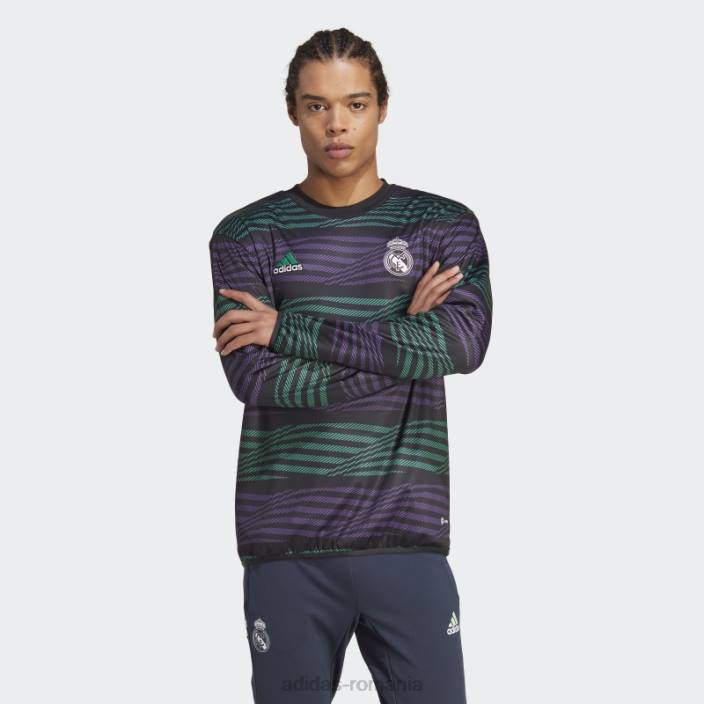 Adidas Real Madrid pre-meci bluză caldă negru adidas bărbați negru/violet/verde curte 2JBN14262