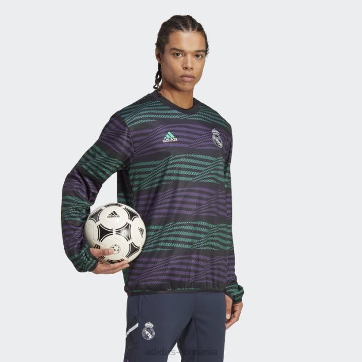 Adidas Real Madrid pre-meci bluză caldă negru adidas bărbați negru/violet/verde curte 2JBN14262