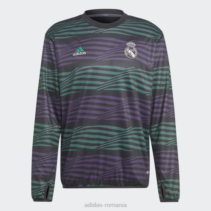Adidas Real Madrid pre-meci bluză caldă negru adidas bărbați negru/violet/verde curte 2JBN14262