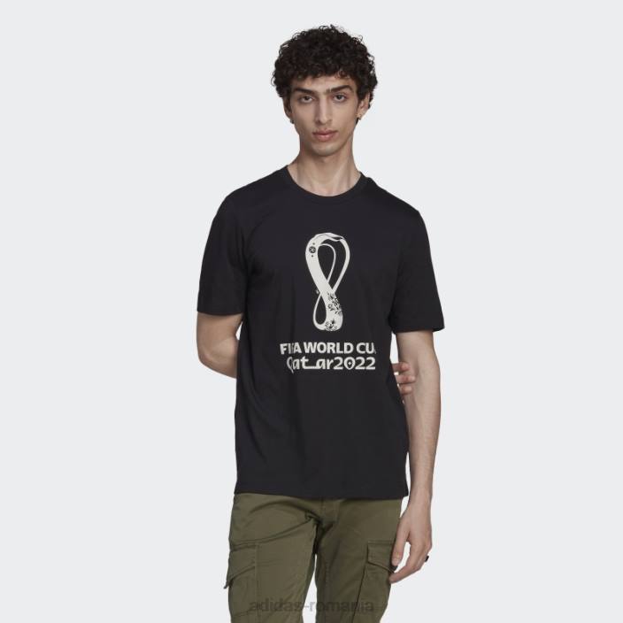 Adidas Tricou grafic negru pentru Cupa Mondială Fifa 2022 bărbați negru 2JBN6859