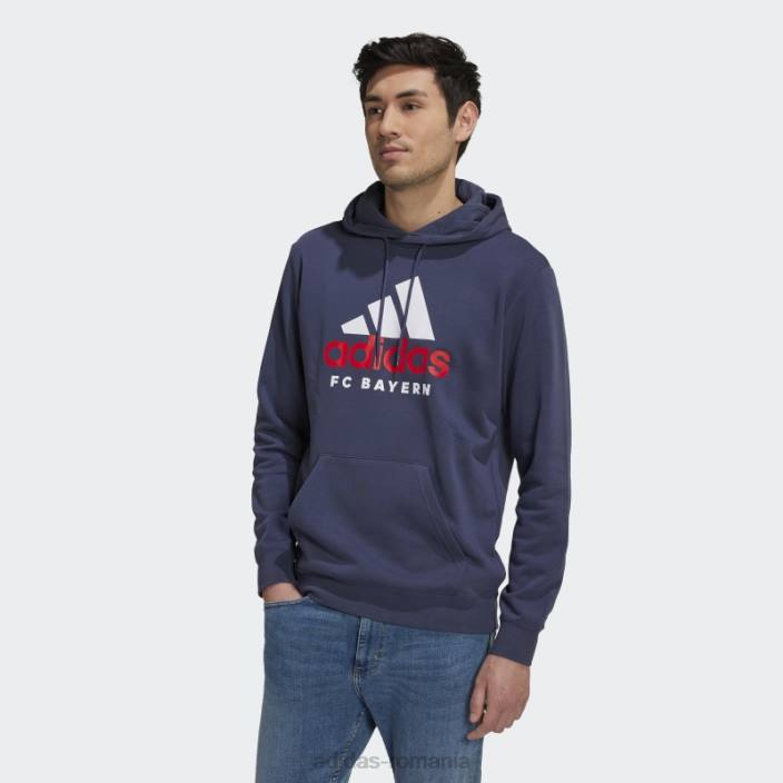 Adidas hanorac cu glugă cu grafică dna fc bayern navy bărbați marina 2JBN14416