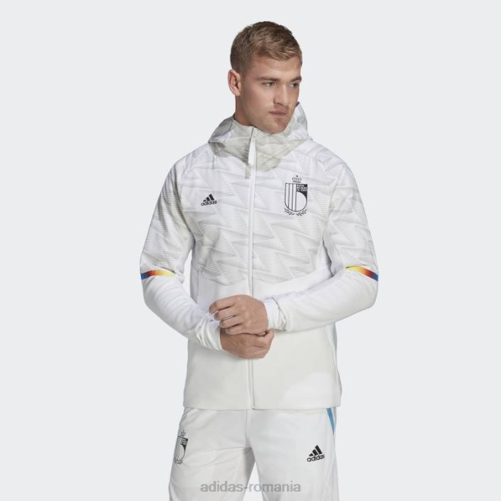 Adidas hanorac de călătorie cu fermoar complet de ziua jocului din belgia alb bărbați alb 2JBN14911