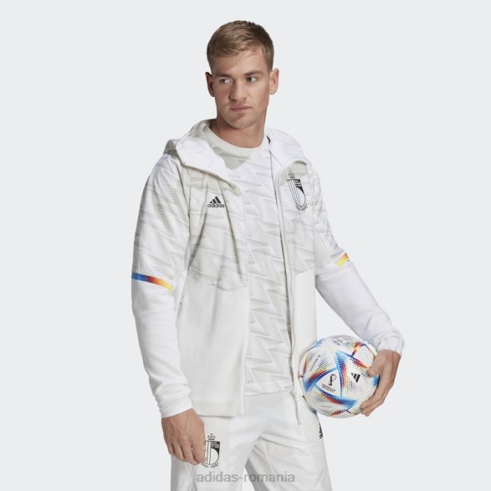 Adidas hanorac de călătorie cu fermoar complet de ziua jocului din belgia alb bărbați alb 2JBN14911