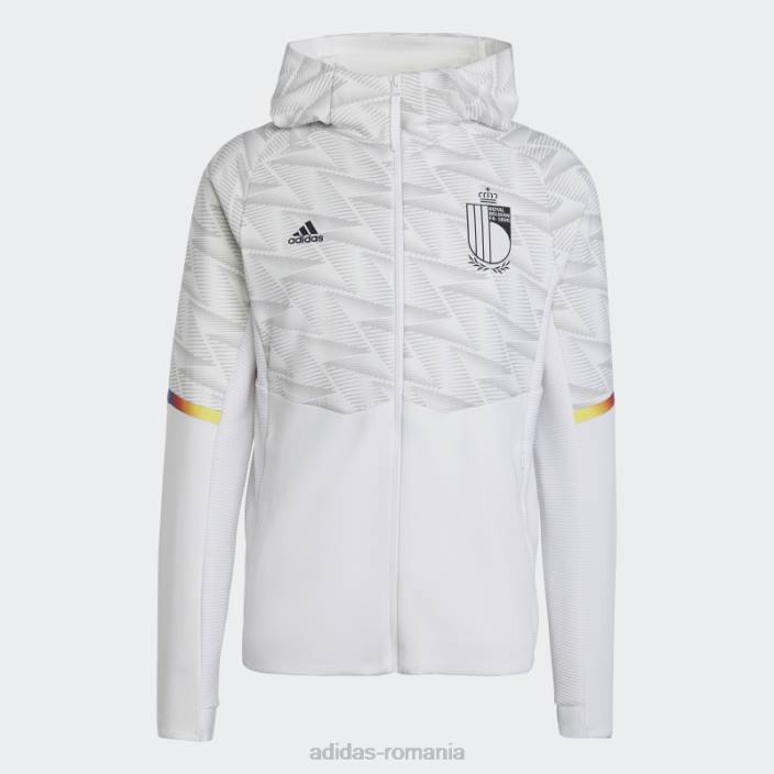 Adidas hanorac de călătorie cu fermoar complet de ziua jocului din belgia alb bărbați alb 2JBN14911
