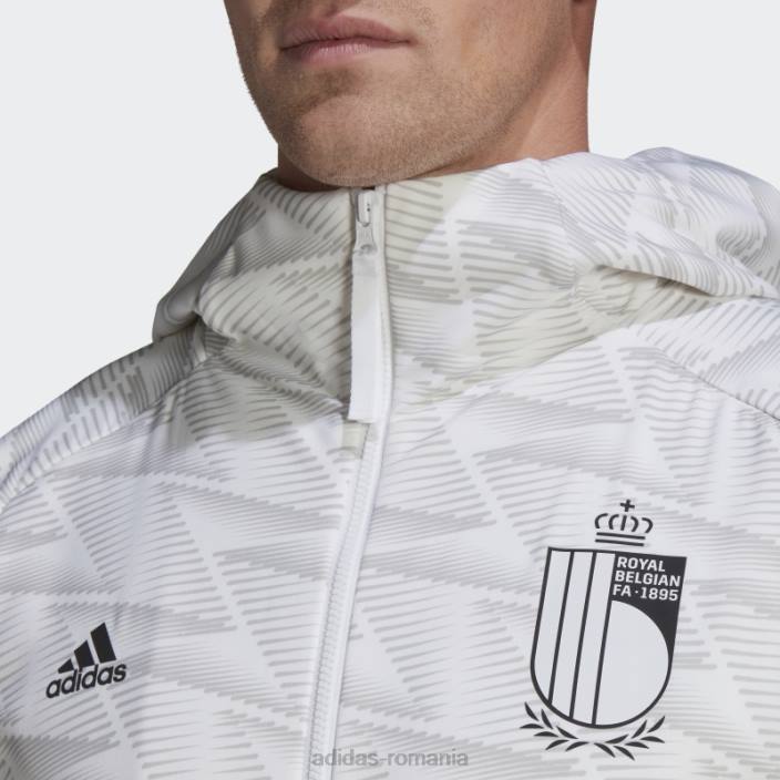 Adidas hanorac de călătorie cu fermoar complet de ziua jocului din belgia alb bărbați alb 2JBN14911