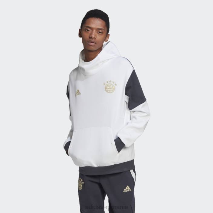 Adidas hanorac de călătorie fc bayern alb bărbați alb 2JBN14557