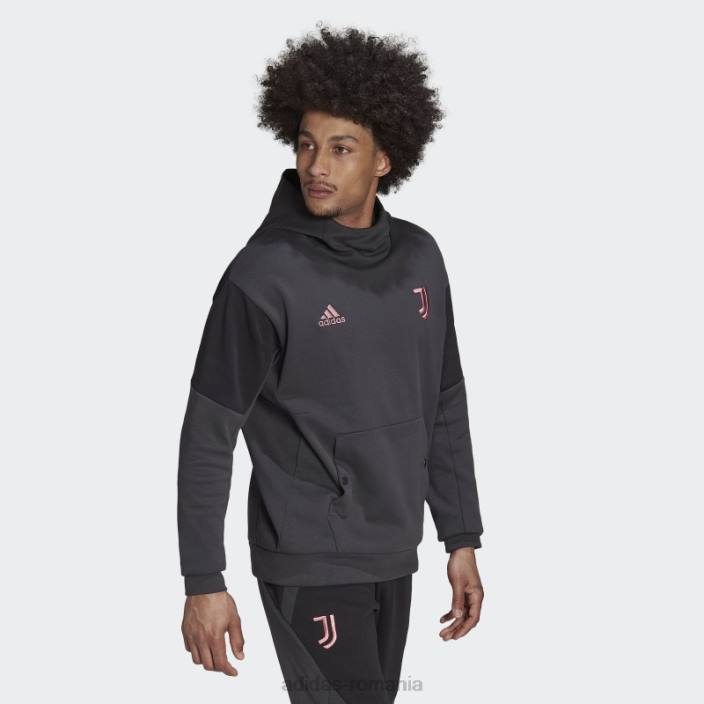 Adidas hanorac de călătorie juventus carbon adidas bărbați carbon/negru 2JBN14184