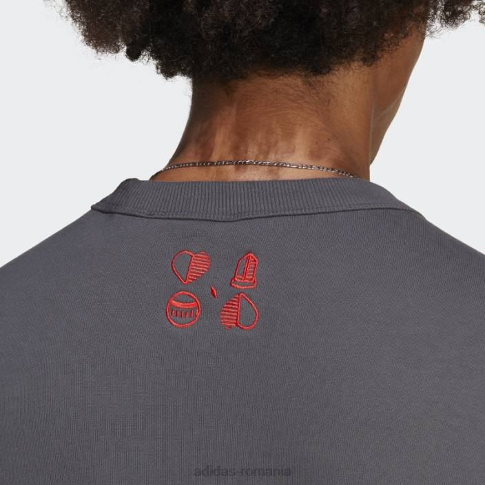 Adidas hanorac gri fc bayern lifestyler crew bărbați gri 2JBN14398