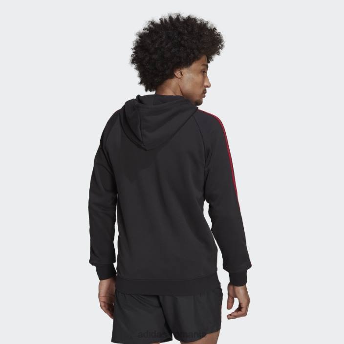 Adidas hanorac negru cu fermoar complet, cu 3 dungi manchester united bărbați negru 2JBN13568