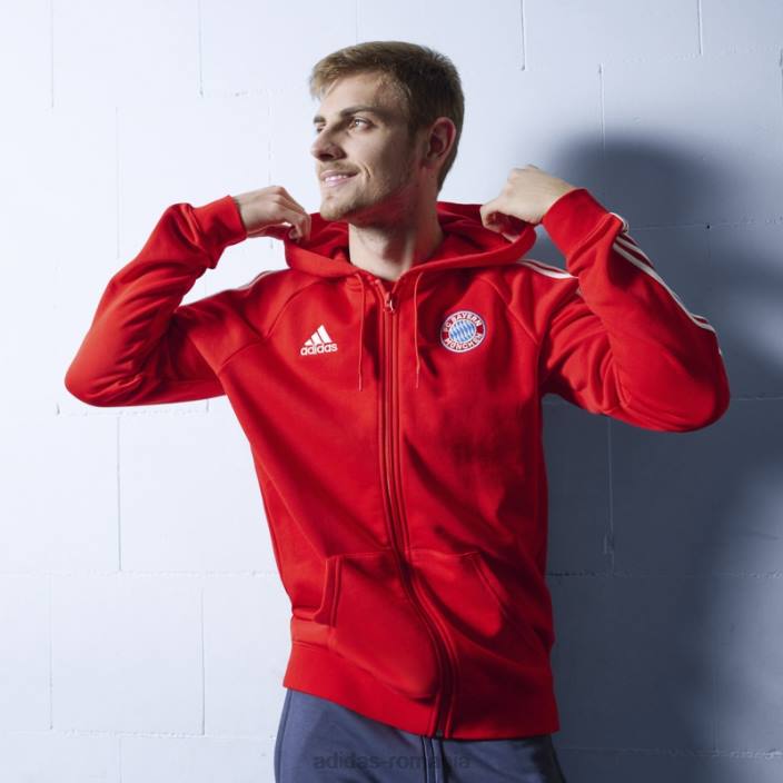 Adidas hanorac roșu fc bayern dna cu fermoar complet adidas bărbați roșu 2JBN14415