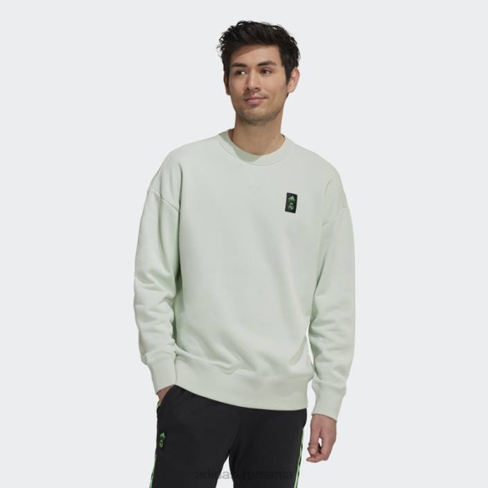 Adidas hanorac verde real madrid lifestyler crew bărbați verde 2JBN7534