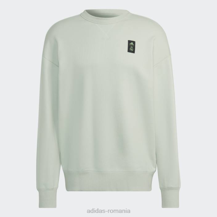 Adidas hanorac verde real madrid lifestyler crew bărbați verde 2JBN7534