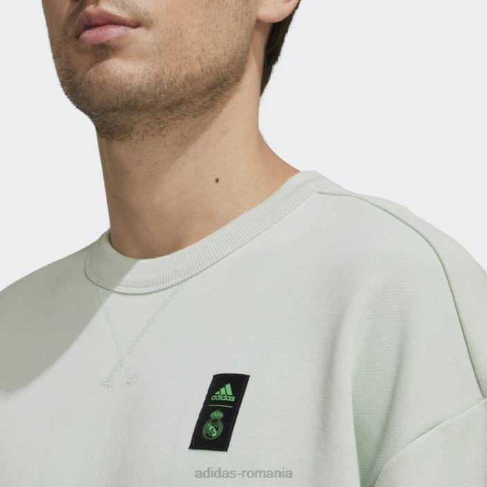 Adidas hanorac verde real madrid lifestyler crew bărbați verde 2JBN7534