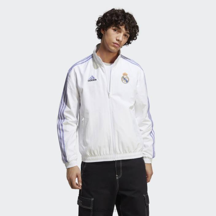 Adidas jachetă albă cu imnul real madrid bărbați alb 2JBN5872