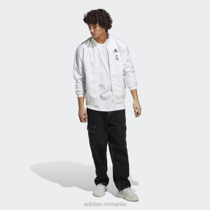 Adidas jachetă albă cu imnul real madrid bărbați alb 2JBN5872