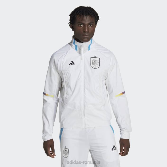 Adidas jachetă cu imn de ziua jocului spaniei albă bărbați alb 2JBN7148