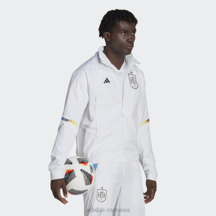 Adidas jachetă cu imn de ziua jocului spaniei albă bărbați alb 2JBN7148