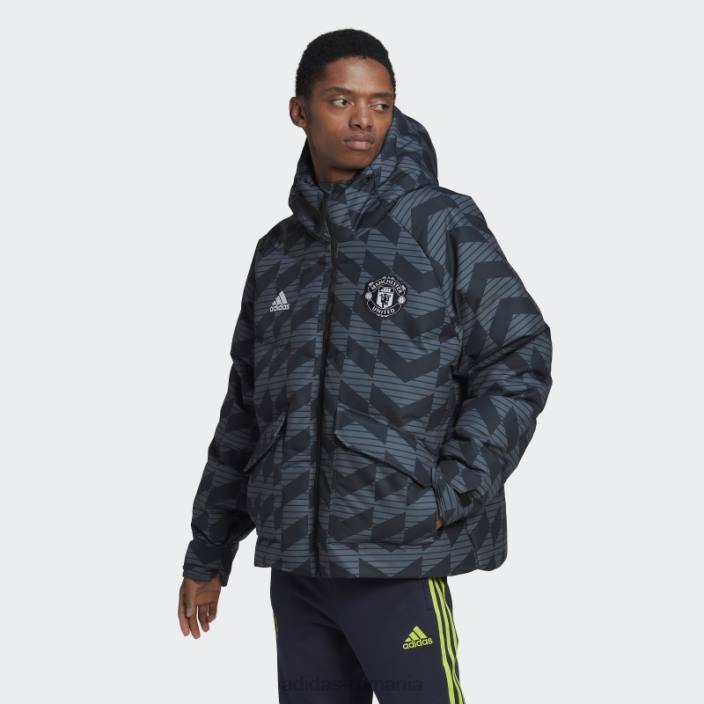 Adidas jachetă de puf manchester united lifestyler neagră bărbați negru/gri noapte 2JBN14065