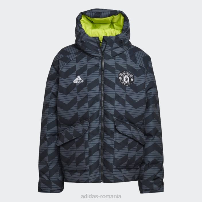 Adidas jachetă de puf manchester united lifestyler neagră bărbați negru/gri noapte 2JBN14065