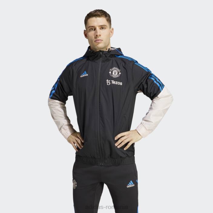 Adidas jachetă manchester united condivo 22 pentru orice vreme, neagră bărbați negru/roz glacial 2JBN13513