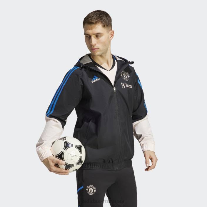 Adidas jachetă manchester united condivo 22 pentru orice vreme, neagră bărbați negru/roz glacial 2JBN13513