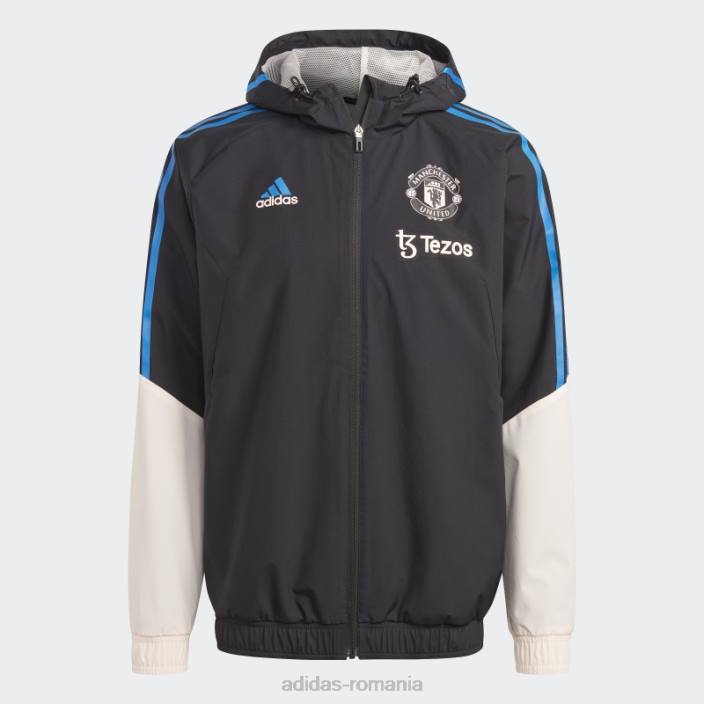 Adidas jachetă manchester united condivo 22 pentru orice vreme, neagră bărbați negru/roz glacial 2JBN13513