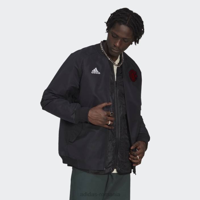 Adidas jachetă neagră de voiaj manchester united adidas bărbați negru 2JBN14343