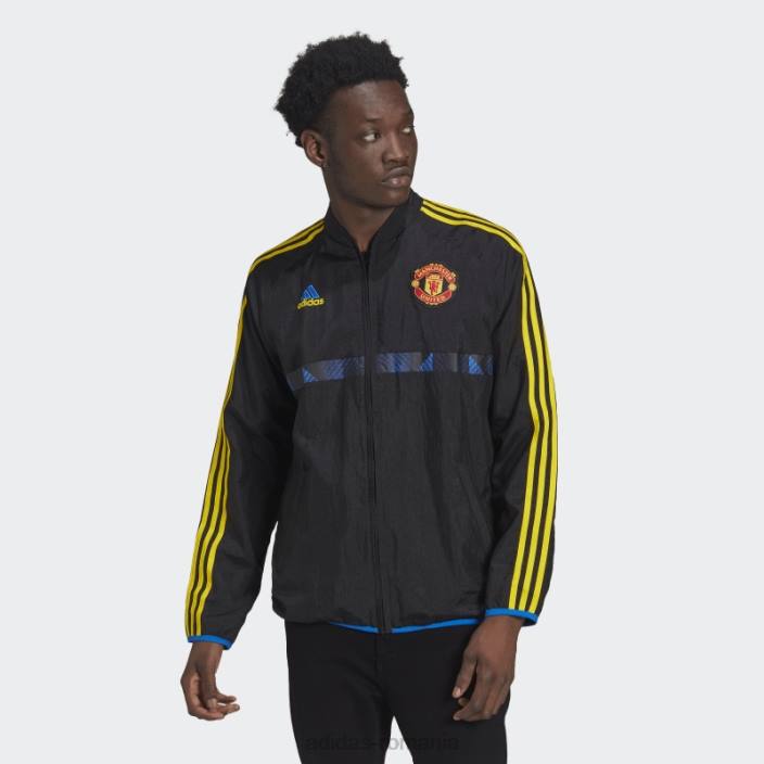 Adidas jachetă neagră țesută manchester united icons bărbați negru 2JBN15070