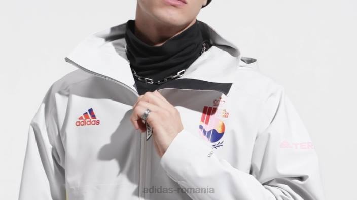 Adidas jacheta belgia myshelter alb adidas bărbați alb/roz adevărat 2JBN14232