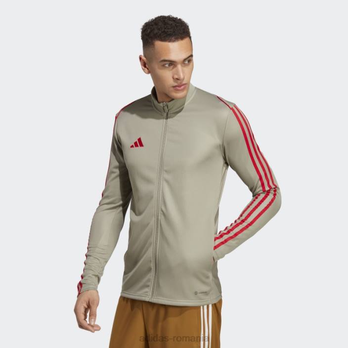 Adidas jacheta de antrenament liga tiro 23 argintie pebble adidas bărbați pietriș argintiu/stacojiu 2JBN6054