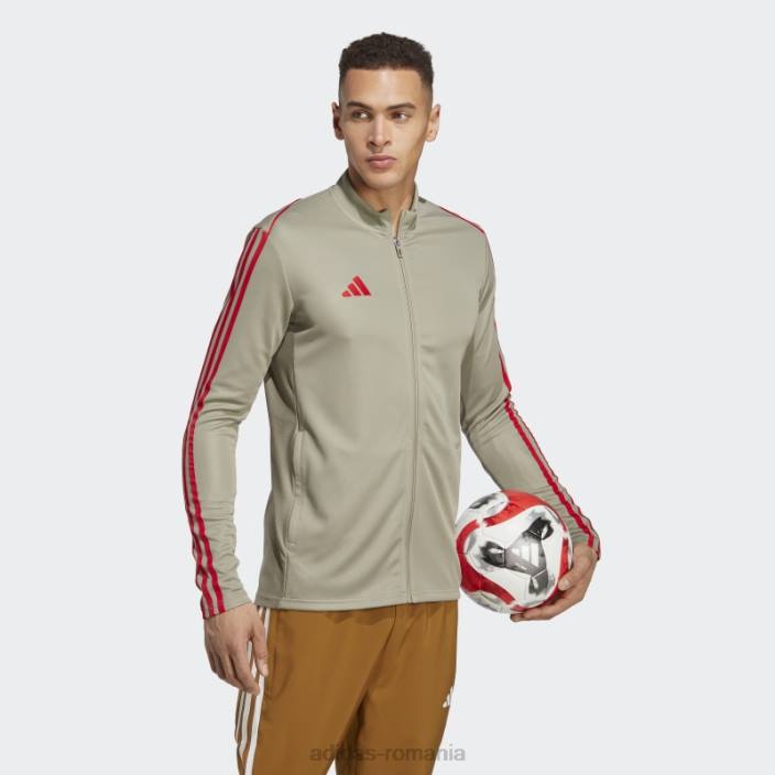 Adidas jacheta de antrenament liga tiro 23 argintie pebble adidas bărbați pietriș argintiu/stacojiu 2JBN6054
