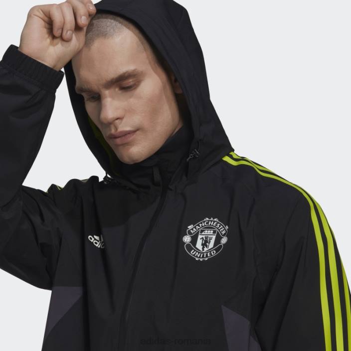 Adidas jacheta de ploaie manchester united condivo 22 neagra bărbați negru 2JBN14173