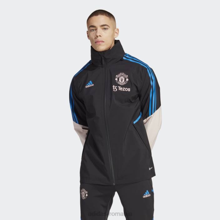 Adidas jacheta manchester united condivo 22 storm neagra bărbați negru/roz glacial 2JBN14054