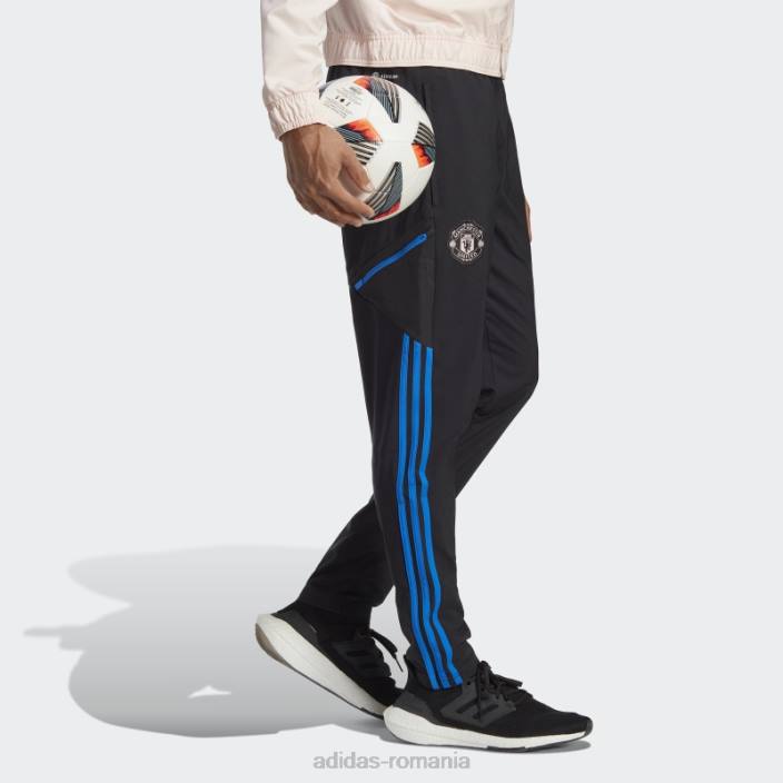 Adidas pantaloni de trening de prezentare manchester united strălucesc albastru bărbați negru/albastru strălucitor 2JBN13481