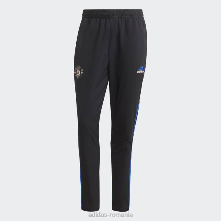 Adidas pantaloni de trening de prezentare manchester united strălucesc albastru bărbați negru/albastru strălucitor 2JBN13481